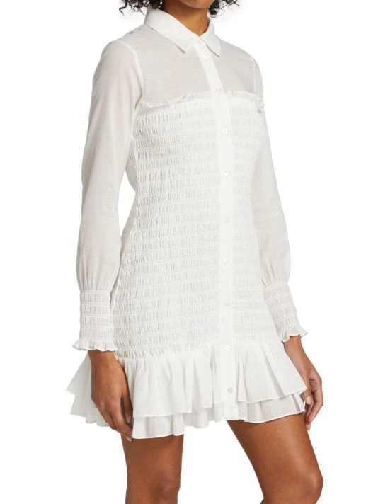 Veronica Beard Kelsey Smocked Cotton Shirt Dress 6 Veronica Beard Kelsey Smocked Cotton Shirt Dress - Image 4