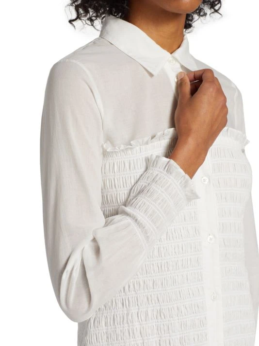 Veronica Beard Kelsey Smocked Cotton Shirt Dress 8 Veronica Beard Kelsey Smocked Cotton Shirt Dress - Image 6