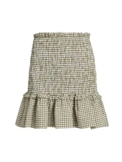 Veronica Beard Aloya Smocked Cotton-Blend Miniskirt