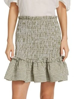 Veronica Beard Aloya Smocked Cotton-Blend Miniskirt -Veronica Beard shop unnamed file 1897