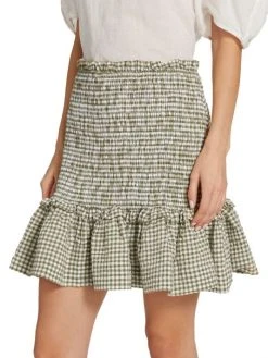 Veronica Beard Aloya Smocked Cotton-Blend Miniskirt -Veronica Beard shop unnamed file 1898