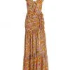 Veronica Beard Alannah Ruched Silk Maxi Dress