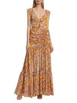 Veronica Beard Alannah Ruched Silk Maxi Dress -Veronica Beard shop unnamed file 1985