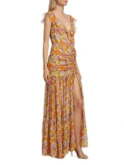 Veronica Beard Alannah Ruched Silk Maxi Dress -Veronica Beard shop unnamed file 1986