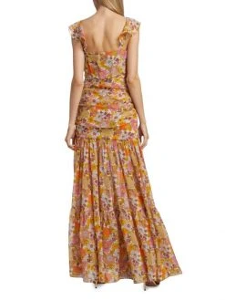 Veronica Beard Alannah Ruched Silk Maxi Dress -Veronica Beard shop unnamed file 1987