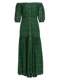 Veronica Beard Cali Off-The-Shoulder Eyelet Dress