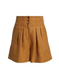 Veronica Beard Alicia High-Waisted Linen Shorts