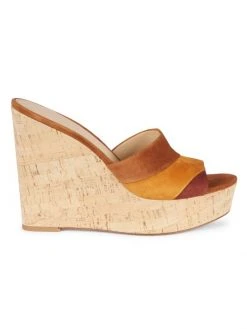Veronica Beard Dali Patchwork Suede Wedge Sandals
