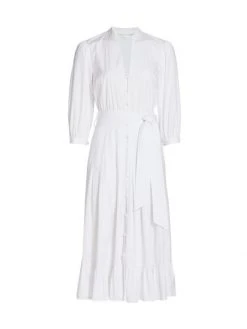 Veronica Beard Izie Cotton Poplin Midi Dress Black