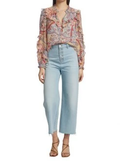 Veronica Beard Grant Wide-Leg Raw-Edge Jeans -Veronica Beard shop unnamed file 2156