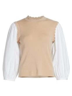 Veronica Beard Steffi Mixed Media Blouse