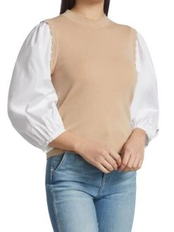 Veronica Beard Steffi Mixed Media Blouse 5 Veronica Beard Steffi Mixed Media Blouse -Veronica Beard shop unnamed file 2207