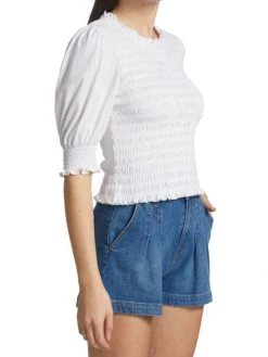 Veronica Beard Langston Smocked Top -Veronica Beard shop unnamed file 2240