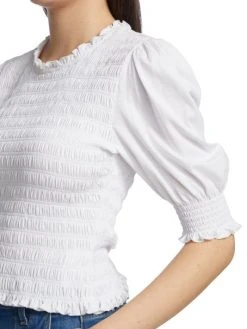 Veronica Beard Langston Smocked Top -Veronica Beard shop unnamed file 2242