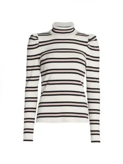 Veronica Beard Cedar Striped Turtleneck Top