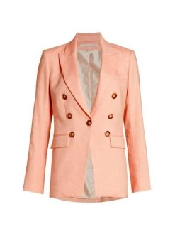 Veronica Beard Gaya Linen Double-Breasted Dickey Blazer