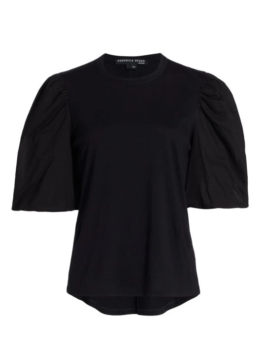 Veronica Beard Retta Puff-Sleeve Cotton Tee 3 Veronica Beard Retta Puff-Sleeve Cotton Tee
