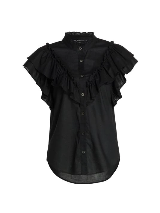 unnamed-file-2311.jpg Veronica Beard Jaliyah Ruffled Cotton Button-Front Shirt Black -Veronica Beard shop unnamed file 2311