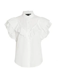 Veronica Beard Jaliyah Ruffled Cotton Button-Front Shirt Black 5 Veronica Beard Jaliyah Ruffled Cotton Button-Front Shirt Black -Veronica Beard shop unnamed file 2314