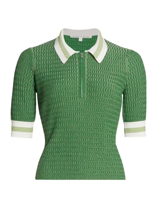 Veronica Beard Jorja Half-Zip Polo Green 5 Veronica Beard Jorja Half-Zip Polo Green - Image 3