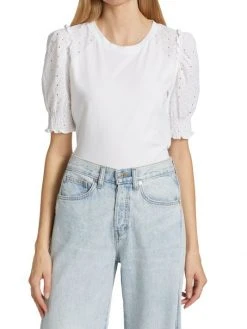 Veronica Beard Marcia Eyelet-Embroidered Puff-Sleeve T-Shirt 11 Veronica Beard Marcia Eyelet-Embroidered Puff-Sleeve T-Shirt -Veronica Beard shop unnamed file 2368