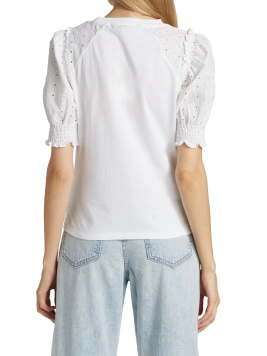 Veronica Beard Marcia Eyelet-Embroidered Puff-Sleeve T-Shirt 7 Veronica Beard Marcia Eyelet-Embroidered Puff-Sleeve T-Shirt - Image 5