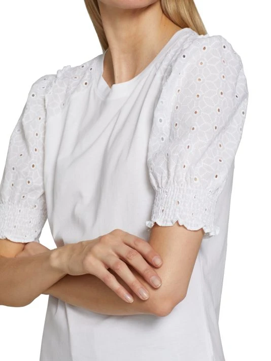 Veronica Beard Marcia Eyelet-Embroidered Puff-Sleeve T-Shirt 8 Veronica Beard Marcia Eyelet-Embroidered Puff-Sleeve T-Shirt - Image 6