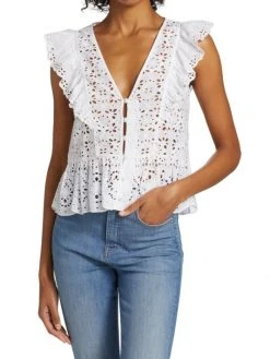 Veronica Beard Araya Eyelet Ruffle Top 4 Veronica Beard Araya Eyelet Ruffle Top -Veronica Beard shop unnamed file 2399