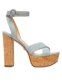 Veronica Beard Lalana Denim Strappy Platform Sandals