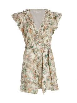 Veronica Beard Itzel Belted Floral Wrap Minidress