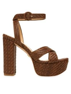 Veronica Beard Lalana Woven Leather Strappy Platform Sandals