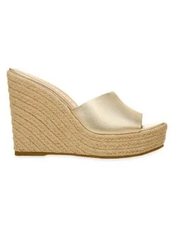 Veronica Beard Dali Metallic Leather Espadrille Wedge Sandals