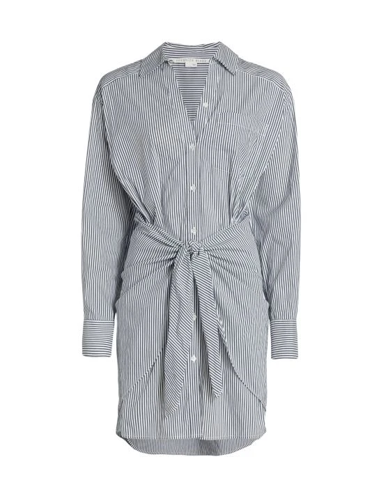 Veronica Beard Roanoke Cotton-Blend Striped Shirtdress Charcoal White 3 Veronica Beard Roanoke Cotton-Blend Striped Shirtdress Charcoal White