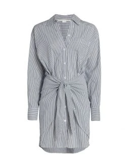 Veronica Beard Roanoke Cotton-Blend Striped Shirtdress Charcoal White 8 Veronica Beard Roanoke Cotton-Blend Striped Shirtdress Charcoal White -Veronica Beard shop unnamed file 2526