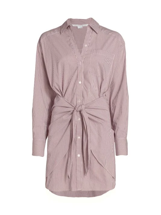 Veronica Beard Roanoke Cotton-Blend Striped Shirtdress Charcoal White 6 Veronica Beard Roanoke Cotton-Blend Striped Shirtdress Charcoal White - Image 4