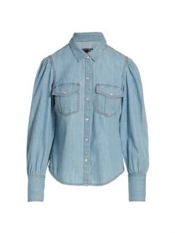 Veronica Beard Raelyn Tailored Chambray Top