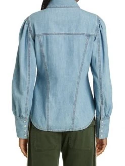 Veronica Beard Raelyn Tailored Chambray Top -Veronica Beard shop unnamed file 2546