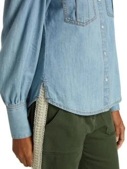 Veronica Beard Raelyn Tailored Chambray Top -Veronica Beard shop unnamed file 2547