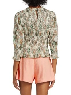 Veronica Beard Kali Printed Smocked Top -Veronica Beard shop unnamed file 2571