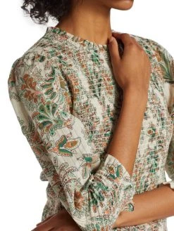 Veronica Beard Kali Printed Smocked Top -Veronica Beard shop unnamed file 2572