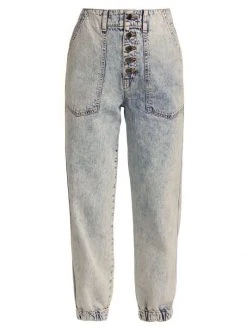 Veronica Beard Acid-Wash Mid-Rise Jogger Jeans
