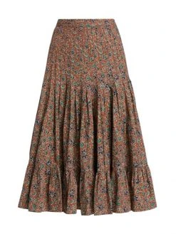 Veronica Beard Panola Tiered Midi-Skirt