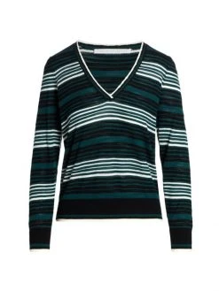 Veronica Beard Rosalin Striped V-Neck Sweater