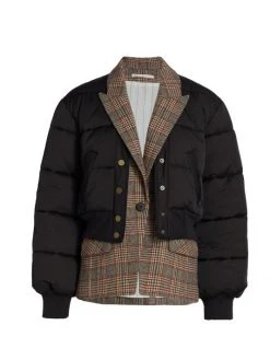 Veronica Beard Larkin Mixed-Media Puffer Jacket