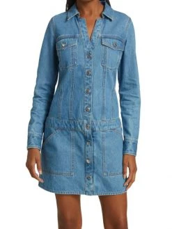 Veronica Beard Cicely Drop-Waist Denim Dress -Veronica Beard shop unnamed file 2692