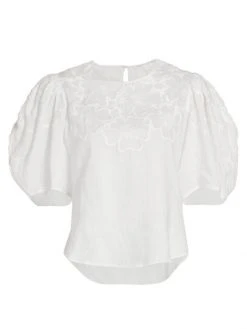 Veronica Beard Kamryn Floral Embroidered Top White 8 Veronica Beard Kamryn Floral Embroidered Top White -Veronica Beard shop unnamed file 2710