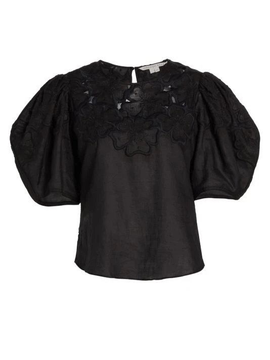 Veronica Beard Kamryn Floral Embroidered Top White 6 Veronica Beard Kamryn Floral Embroidered Top White - Image 4