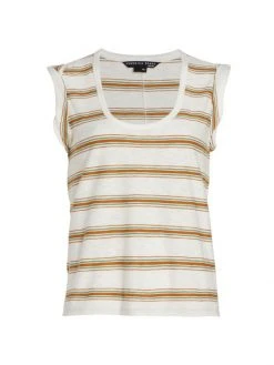 Veronica Beard Arion Stripe Cotton Muscle Tee