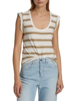 Veronica Beard Arion Stripe Cotton Muscle Tee -Veronica Beard shop unnamed file 2733