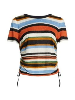 Veronica Beard Tazi Striped Linen T-Shirt